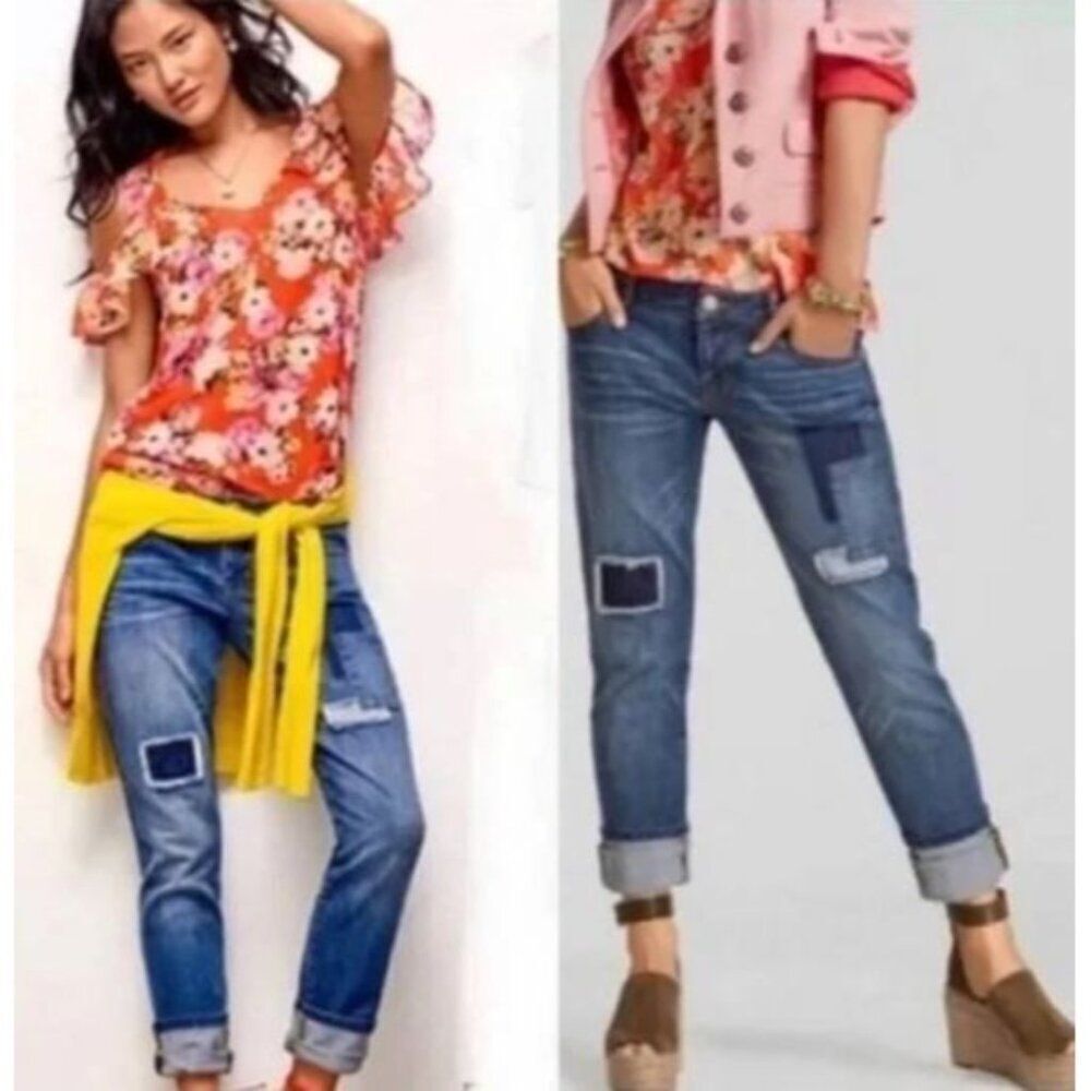 Womens Cabi Size 4 Jeans Style #5308‎ Slim Boyfriend Patchwork Jeans